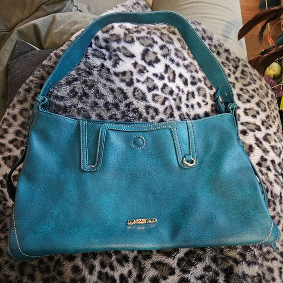 LuxeBold | Vegan Leather Slouchy Teal Shoulder Ajustable Strap Hobo Bag - NWOT - Picture 3 of 15